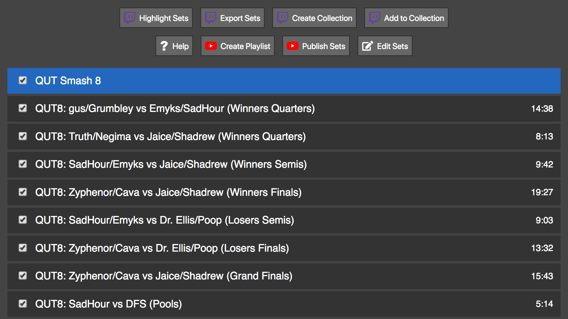 Streameta browser extension to split VODs into sets